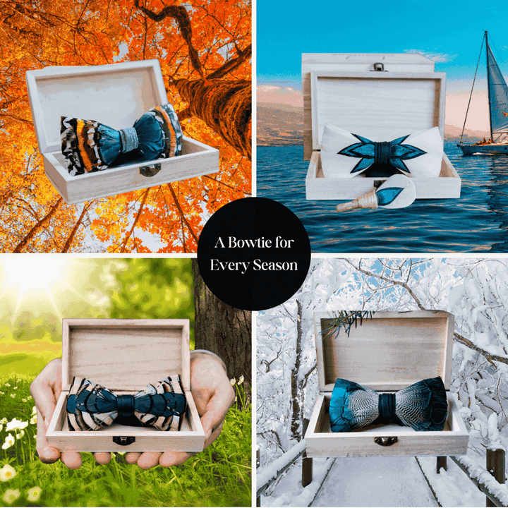 Duck Feather Bow Tie & Lapel Pin Set: Unique Mallard Accessory for Weddings & Special Events