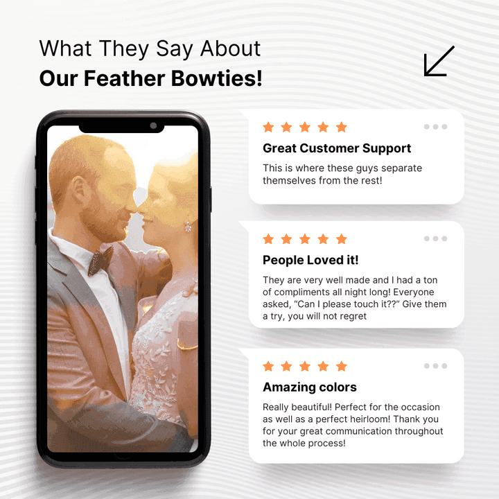 Duck Feather Bow Tie & Lapel Pin Set: Unique Mallard Accessory for Weddings & Special Events