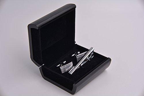 Jacob Chrome and Silver Rectangle Cuff-Links and Tie Clip Set - Mandujour
