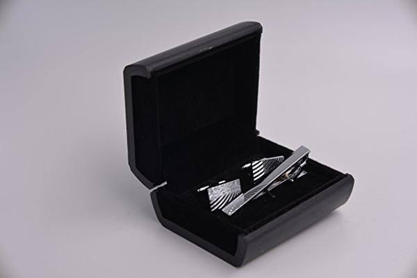 Noah Chrome Rectangular Cuff-Links and Tie Clip Set - Mandujour