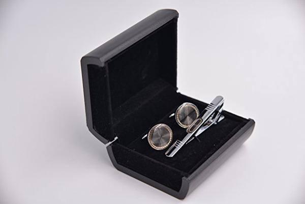 Obama Chrome and Gold Circular Cuff-Links and Tie Clip Set - Mandujour