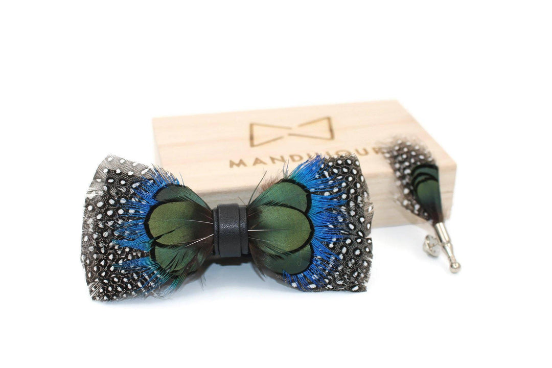 Polka dot Pheasant Feathers Bow Ties image