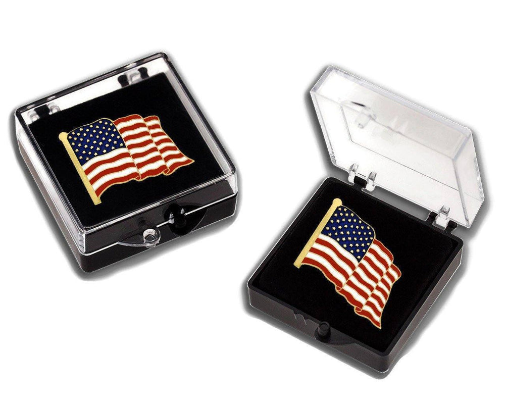 Waving American Flag Lapel Pin ( Silver or Gold ) - Mandujour