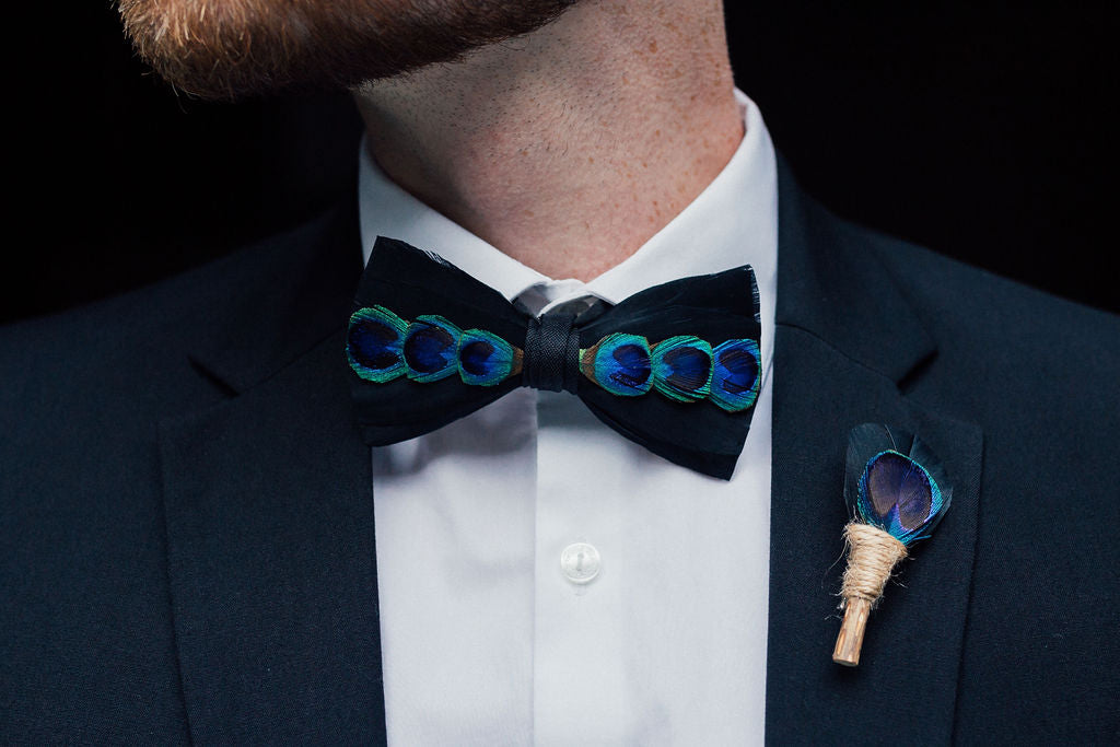 New York Feather Bow Tie & Lapel pin set image 6