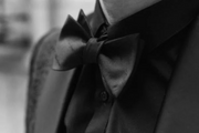 Handmade bowtie Self tie - Mandujour branded Black Silk self tied bow tie - Self tie bow tie