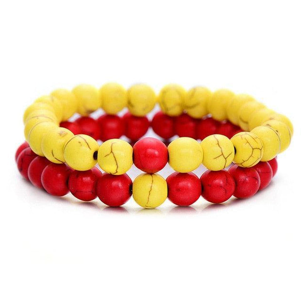 2Pcs/Set Couples Distance Bracelet Classic Natural Stone White and Black Yin Yang Beaded Bracelets for Men Women Best - Mandujour