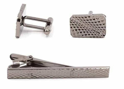 Caesar Titanium Cuff-Links and Tie Clip Set - Mandujour