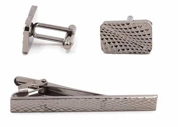 Caesar Titanium Cuff-Links and Tie Clip Set - Mandujour