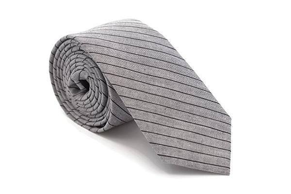 Color Stripe Cotton Necktie (Gray and black) - Mandujour