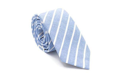 Color Stripe Cotton Necktie (Sky Blue) - Mandujour