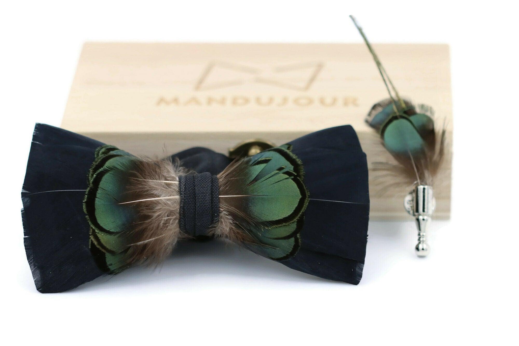 Pheasant Feather Bow Tie - Handcrafted, Sustainable