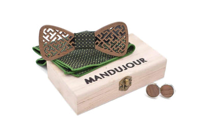 Green Wooden Bow Tie - Mandujour