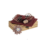 Handmade American Black walnut wooden bow tie pocket square cuff-links wooden lapel pin set - Mandujour