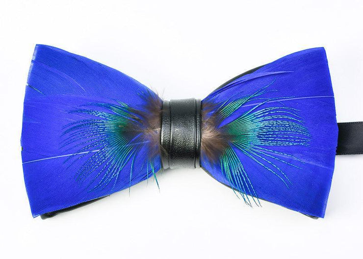Jacmel Blues Feather Bow Tie & Lapel pin set - Mandujour Handmade - Mandujour