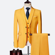 Luxury 2 piece men's wedding suit fashion men's slim solid color business office suit sets large size men Blazer+ pants + vest - Mandujour