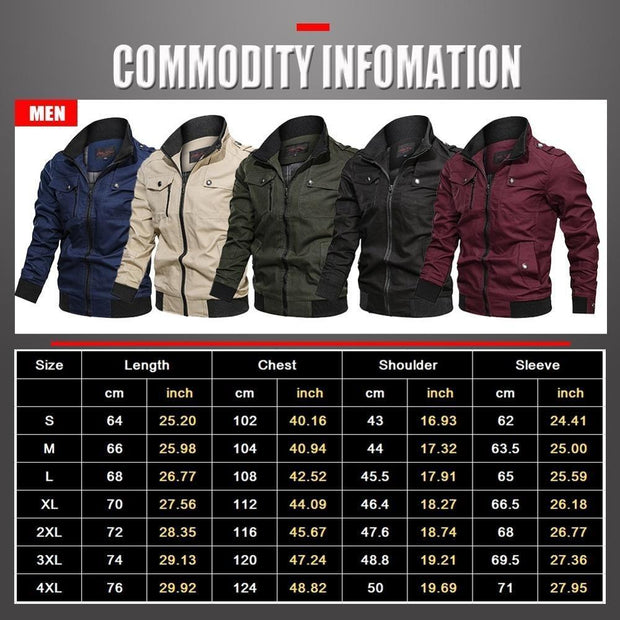 Military Jacket Men Spring Autumn Cotton Windbreaker Pilot Coat Army Men's Bomber Jackets Cargo Flight Jacket Male Clothes - Mandujour
