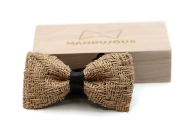Natural Woven Jute bow tie - Mandujour Handmade - Mandujour