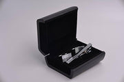 Noah Chrome Rectangular Cuff-Links and Tie Clip Set - Mandujour