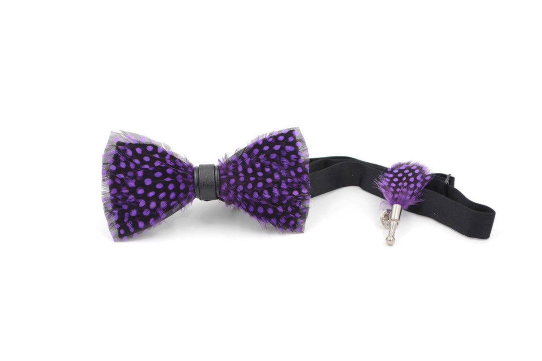 Purple and black Feather Bow tie - Mandujour