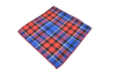 Red and Blue Checkered Cotton Handkerchief - Mandujour