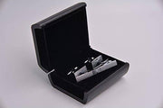 Steve Chrome Rectangle Cuff-Links and Tie Clip Set - Mandujour