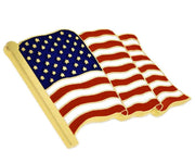 Waving American Flag Lapel Pin ( Silver or Gold ) - Mandujour