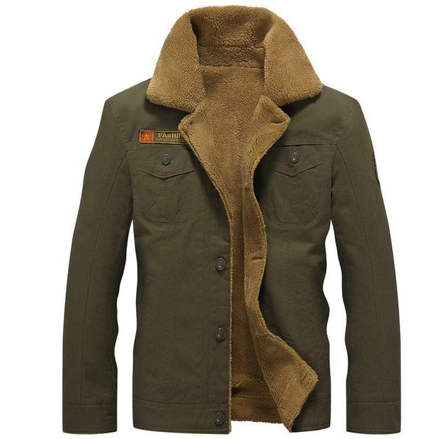 Winter Bomber Jacket Men Air Force Pilot MA1 Jacket Warm Male fur collar Mens Army Tactical Fleece Jackets - Mandujour