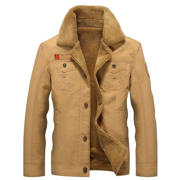 Winter Bomber Jacket Men Air Force Pilot MA1 Jacket Warm Male fur collar Mens Army Tactical Fleece Jackets - Mandujour
