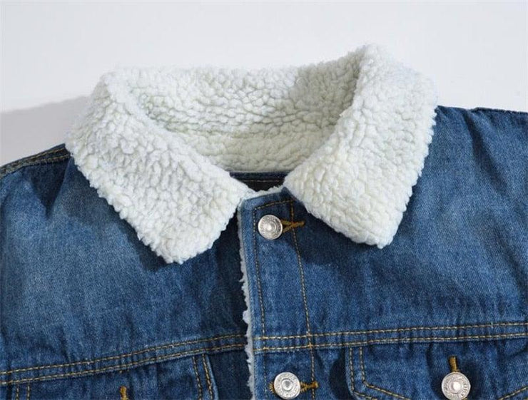Winter Men's Casual Denim Jacket Plus Velvet Warm Cotton Coat - Mandujour