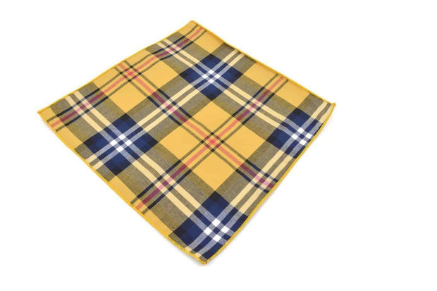 Yellow and Blue Checkered Cotton Handkerchief - Mandujour