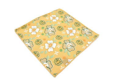 Yellow Flower Power Cotton Pocket Square - Mandujour